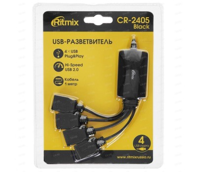 RITMIX Хаб (разветвитель) CR-2405, черный [15119259]