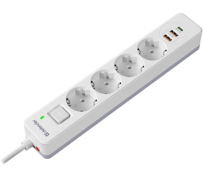 DEFENDER Сетевой фильтр DFS 143, 2м, белый [99434]