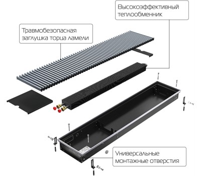 Конвектор ROYAL THERMO Конвектор внутрипольный ATRIUM-75/250/1200-DG-U-NA