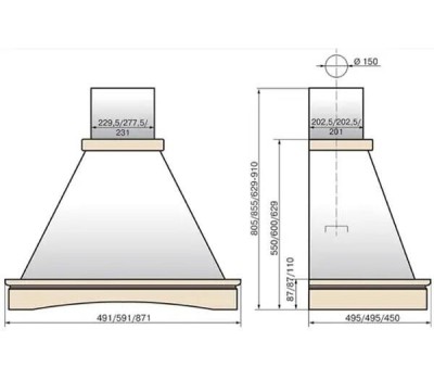 Вытяжка ELIKOR Вытяжка классическая VILLA 60P-650-P3L BEIGE