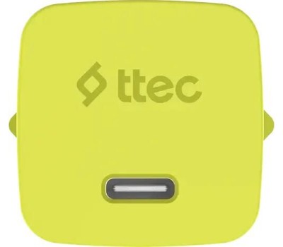TTEC Сетевое зарядное устройство SmartCharger GAN 45W AVS PD Travel Fast Charger с кабелем USB-C - USB-C 3A. Длина кабеля: 120см. Цвет: неоновый желтый