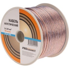 Кабель акустический PROCONNECT (01-6205-6) КАБЕЛЬ АКУСТИЧЕСКИЙ 2Х1,00 ММ, ПРОЗРАЧНЫЙ BLUELINE, БУХ 100м