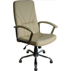 Кресло компьютерное ЯРКРЕСЛА Кр37 ТГ ХРОМ ЭКО2 (экокожа слоновая кость)