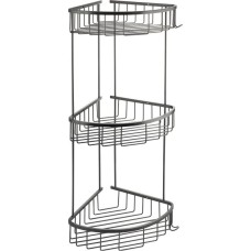 полочка GFMARK 78255 Полочка ГРАФИТ, угловая овальная тройная 22 см, из нержавеющей стали