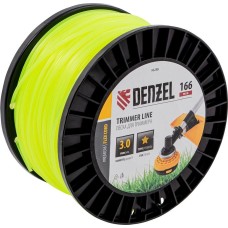 Леска DENZEL Леска для триммера звезда, 3,0мм х 166м, на DIN катушке FLEX CORD 96288
