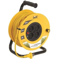 IEK Удлинитель силовой Garden (WKP23-06-04-30) 2x0.75кв.мм 4розет. 30м ПВС 6A катушка желтый