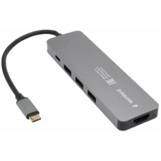 Gembird Док-станция Type-C 5в1: 3xUSB3.1, PD100W, HDMI, кабель 17см, алюминий (UHB-D1)