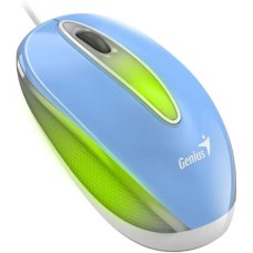 Мышь проводная GENIUS Мышь проводная DX-Mini /1000 dpi/BlueEye/3 кнопки/для 2 рук/RGB/USB/кабель 1,5м/голубой (31010025402)