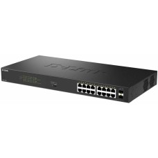 D-Link DGS-1018P/B1A Конфигурируемый коммутатор с 16 портами 10/100/1000Base-T, 2 портами 1000Base-X SFP и DIP-переключателем (16 портов PoE 802.3af/at, PoE-бюджет 240 Вт)