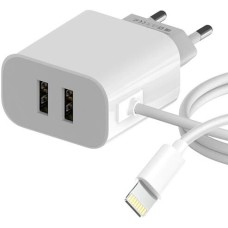 MAXVI СЗУ CHL-242L 2.4A, with lightning cable, 2хUSB-A, white