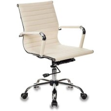 БЮРОКРАТ Кресло руководителя CH-883-LOW слоновая кость экокожа низк.спин. крестов. металл хром