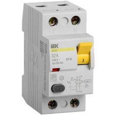 IEK Выключатель дифф.тока УЗО MDV10-2-032-030 ВД1-63 32A 30мА AC 2П 230В 2мод белый (упак.:1шт)
