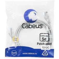 CABEUS Патч-корд PC-UTP-RJ45-CAT.5E-1.5M U/UTP RJ-45 вил.-вилка RJ-45 кат.5E 1.5м серый ПВХ