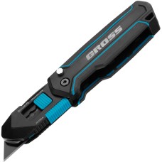 GROSS Нож-скребок складной, 19мм, сменное лезвие, SK2, 5 запас. лезвий, алюмин. корпус, клипса 78891