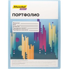 SILWERHOF Папка-портфолио с 40 прозр.вклад. SCR-P40AZURE A4 пластик 0.7мм карм.на лиц.стор. голубой