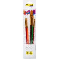 SILWERHOF Набор кистей Color синтетика (наб.5шт) синт.круг.№3/плос.№2,6,14/овал.№1