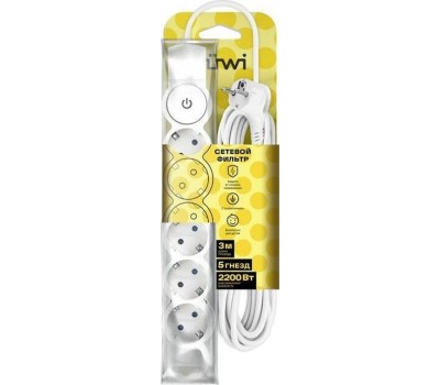 Сетевой фильтр DUWI 32576 5 С/Ф 5 гнезд- 3,0м - белый