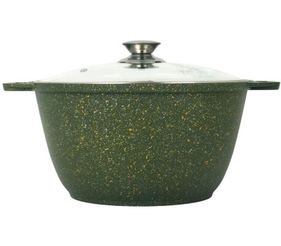 Кастрюля KUKMARA к41tsml а/пр литая 4,0л стекл/кр Trendy style malachite