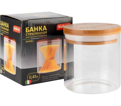 Стеклянная банка MALLONY Стеклянная банка для сыпучих продуктов с крышкой BAMBU, объем: 0,45 л (004451)