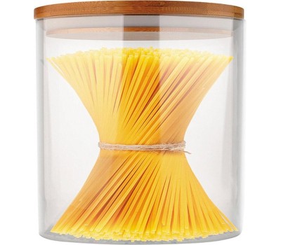 Стеклянная банка MALLONY Стеклянная банка для сыпучих продуктов с крышкой BAMBU, объем: 0,45 л (004451)