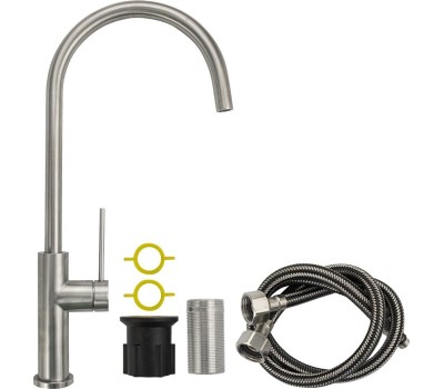 Смеситель для кухни MAGNUS 9402 Смеситель для кухни, высокий, С - образный поворотный излив, из нержавеющей стали марки 304, цвет САТИН.