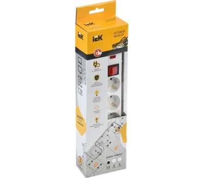 IEK СФ-05К 1.5м (5 розеток) белый (коробка)