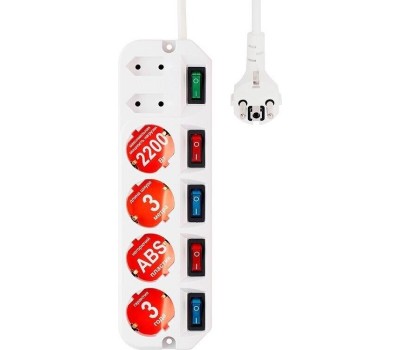 MOST Сетевой удлинитель A10 5м (6 розеток) белый (коробка)
