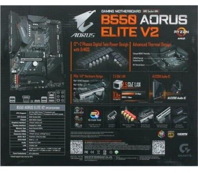 Материнская плата GIGABYTE Материнская плата B550 AORUS ELITE AX V2, Socket AM4, AMD B550, ATX, Ret
