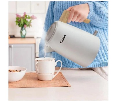 Чайник электрический KITFORT Чайник электрический КТ-6794, 1.7л, нержавеющая сталь/пластик