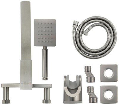 МАГНУС - Смеситель для ванны, длинный излив, шаровый, с дивертором на корпусе, квадратный корпус, из нержавеющей стали марки 304, цвет САТИН. 9227