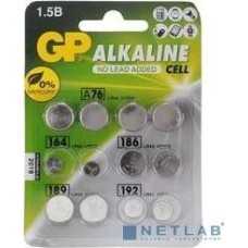 GP ACM01-CR12 12/1440 (Набор дисковых батареек, 12 шт. в уп-ке) {Количество в упаковке — 12 (2 x LR41 (192), 2 x LR43 (186), 4 x LR44 (A76), 2 x LR54 (189), 2 x LR60 (164))}