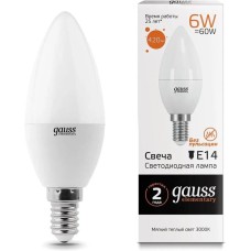 GAUSS Упаковка ламп LED E14, свеча, 6Вт, 10 шт. [33116]