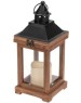 NEON-NIGHT Фонарь декоративный со свечкой, корпус из дерева, коричневый, 15х15х38cм, теплый белый
