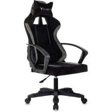 KNIGHT Кресло игровое Optimum, ткань, до 120кг, фиксированные подлокотники, черный/серый