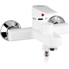 BRIMIX - Смеситель для ванны, короткий излив, БЕЗ ШЛАНГА И ЛЕЙКИ, шаровый, из высокопрочного АБС пластика, цвет БЕЛЫЙ. 557-1