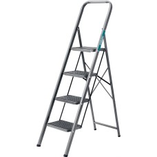 СИБИН 4 ступени, 95 см, c широкими обрезиненными ступенями, стальная стремянка (38807-04)