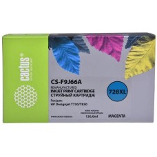 Картридж струйный CACTUS Картридж струйный CS-F9J66A 728XL пурпурный (130мл) для HP DJ T730/T830 с чипом
