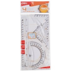 DELI Набор линеек Pioneer EG00412 пластик прозрачный компл.:лин.20см/треуг.2шт/трансп. европодвес