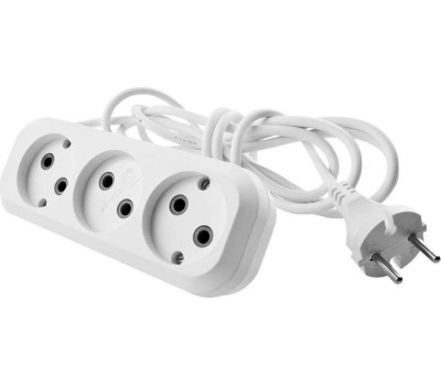 Удлинитель СИБИН Удлинитель электрический, ПВС сечение 0,75кв мм, 3 гнезда, макс мощн 1300Вт, 5м 55031-5