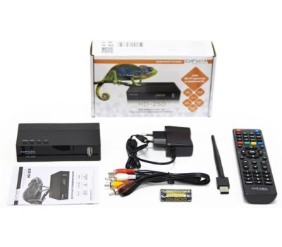 Ресивер эфирный цифровой DVB-T2/C HD HD-250 пластик, дисплей, DOLBY DIGITAL,WIFI-антенна, Сигнал
