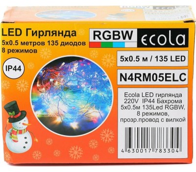 Светодиодная гирлянда ECOLA N4RM05ELC 220V IP44 Бахрома 5x0.5м 135Led RGBW разноцветный