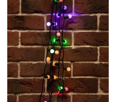 Гирлянда NEON-NIGHT (303-509-6) Мультишарики 17,5мм, 10 м, 80 LED МУЛЬТИ, темно-зеленый ПВХ, IP65, динамика, не соединяется