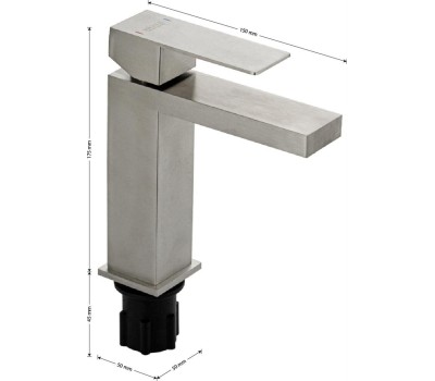 Смеситель для раковины MAGNUS 9155 Смеситель для раковины, квадратный корпус, из нержавеющей стали марки 304, цвет САТИН.