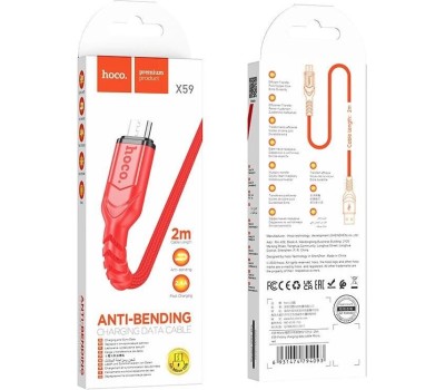 Кабель HOCO (6931474794093) X59m USB 2.4A microUSB 2м красный