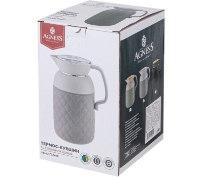 Термос AGNESS 734-105 черный 1л