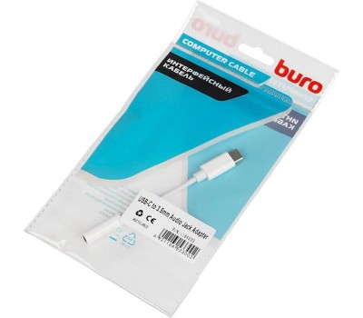 BURO Переходник BHP TPC-JCK Jack 3.5 (f)-USB Type-C (m) белый