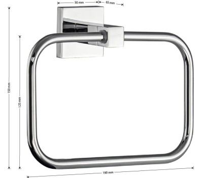Аксессуары для ванной комнаты GFMARK 84147 Держатель для полотенца кольцо, прямоугольный, на квадратном основании, цвет ХРОМ
