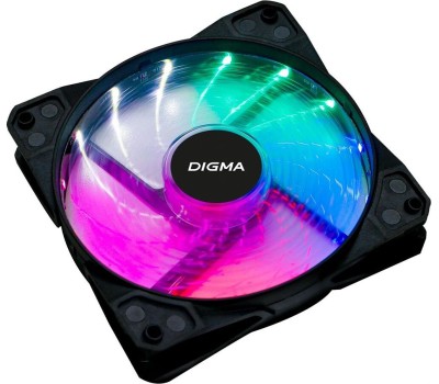 DIGMA Вентилятор DFAN-FRGB2 120мм, 3-pin, от БП:4-pin (Molex), 1200об/мин, 23 дБ, RGB, черный, Ret