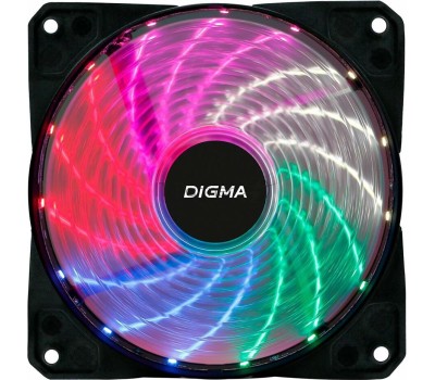 DIGMA Вентилятор DFAN-FRGB2 120мм, 3-pin, от БП:4-pin (Molex), 1200об/мин, 23 дБ, RGB, черный, Ret