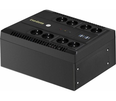 Exegate EX293855RUS ИБП ExeGate NEO NNB-1000.LED.AVR.8SH.CH <1000VA/650W, LED, AVR, 8*Schuko, 4*USB-порта для зарядки, Black>